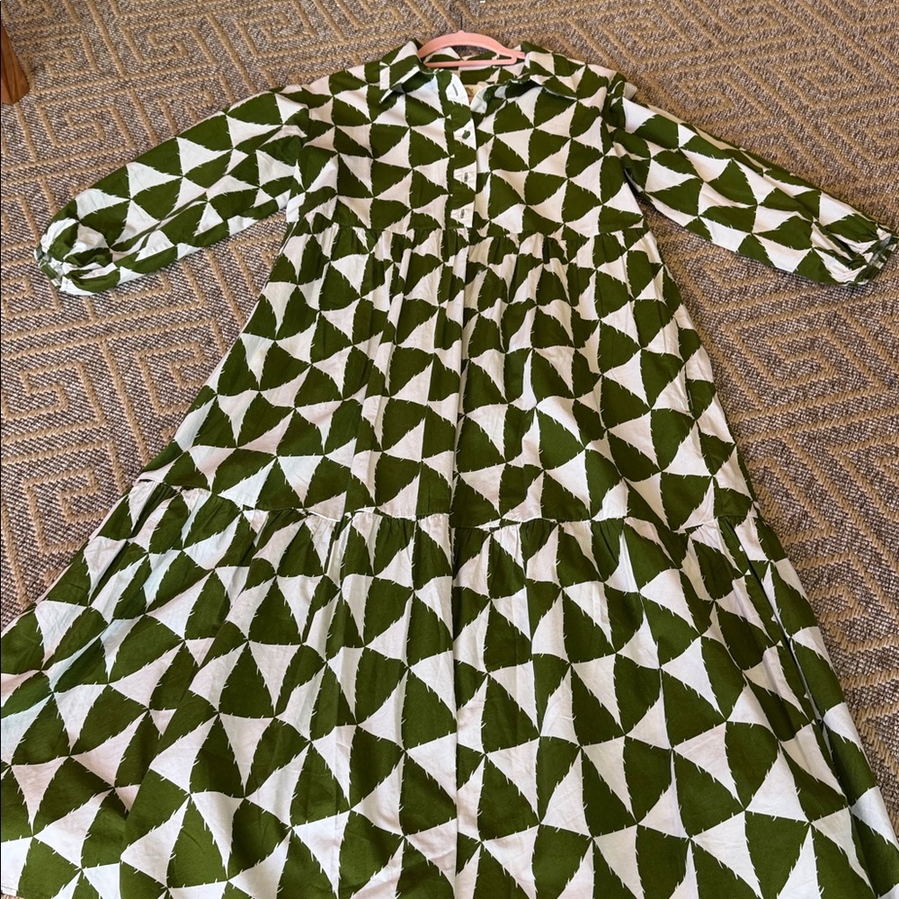Maeve Green and White Geometric Maxi Dress - Picture 8 of 9